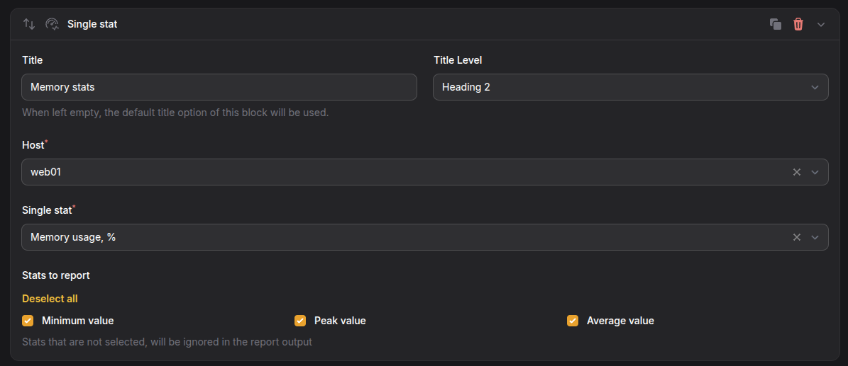 Block example single stat