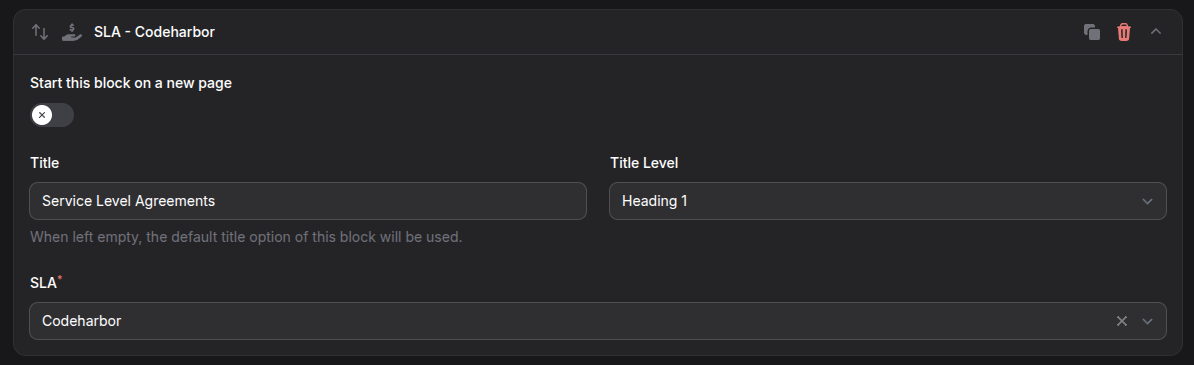 Block example SLA